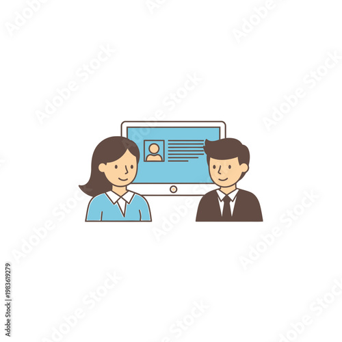 Recruiters reviewing job candidate profile on computer screen