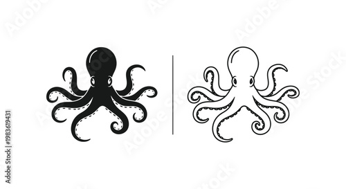Elegant Octopus Art Design Vector Illustration Vector