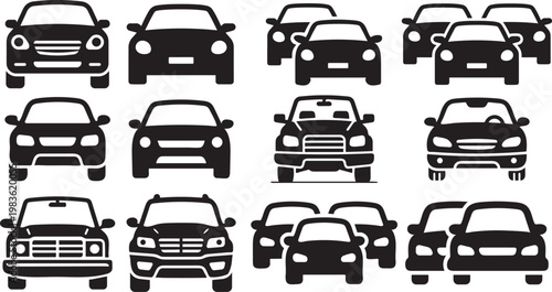 Cars icon set. Traffic jam , automobile, car, driving, transport. Auto symbol on white background - stock vector.