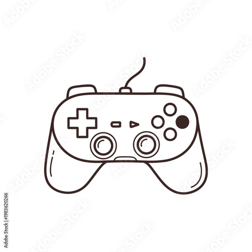 Minimalist Game Controller Line Art Vector Illustration