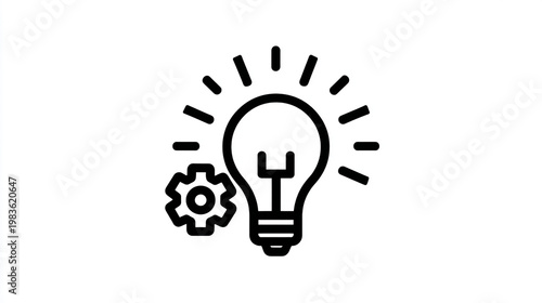 A light bulb with a gear represents innovation and mechanical thinking