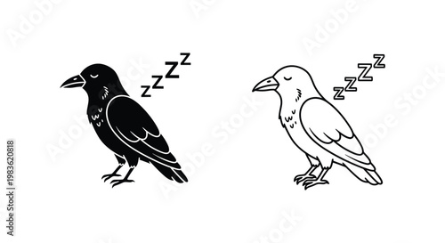 Sleeping Birds: Relaxation & Serenity Design Concept Vector