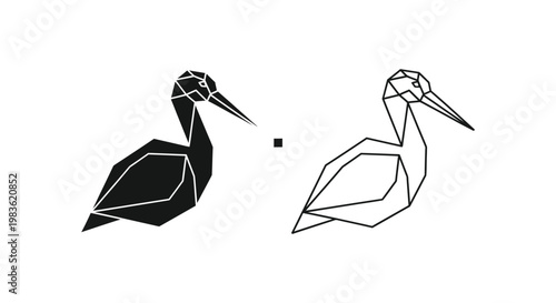 Minimalist Line Art Birds: Elegant Black and White Designs Vector