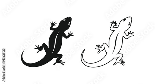 Lizard Vector Art Designs - Modern Black & White Illustrations Vector