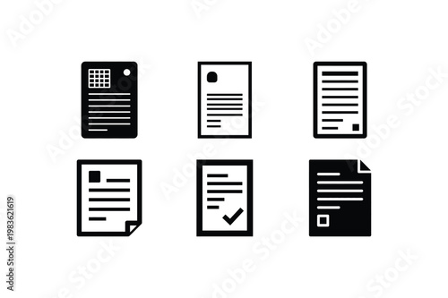 Business packing slip document silhouette vector set