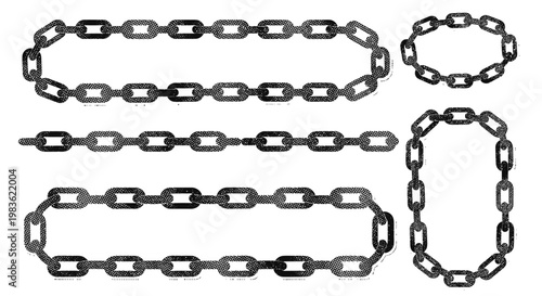 Collection of various metal chain links.