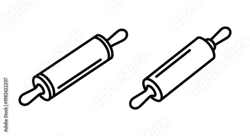 Two rolling pins illustrated in a simple black and white silhouette