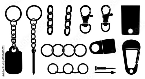Collection of keychain and clip icons.