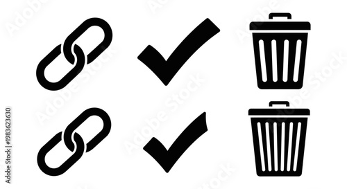 Black icons of chain link and garbage.