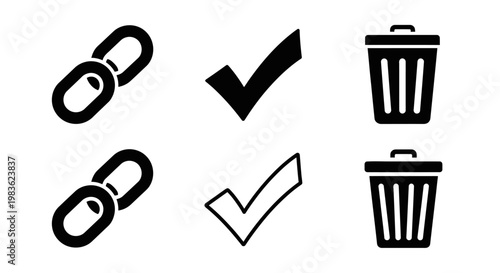 Black and white icons for approved and rejected links.