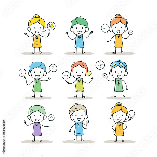 Cartoon children playing tennis with rackets.