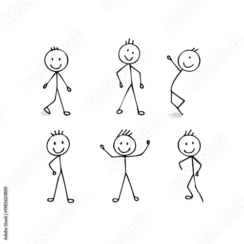 stick figure drawings in various poses.