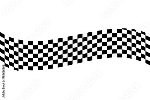 A checkered flag waving against a solid black background symbolizing victory