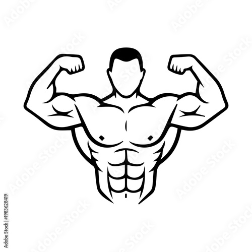 Bodybuilder Flexing Muscles Icon
