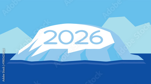 2026 Iceberg Concept Illustration in Minimal Flat Style