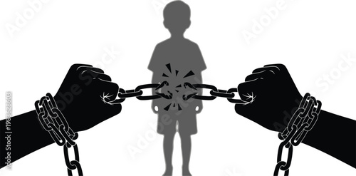 Symbolic representation of a person restrained by unseen forces