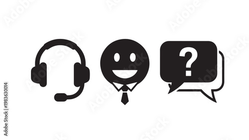 Customer Service Vector Icons For Support And Help Concept Isolated On Transparent Background