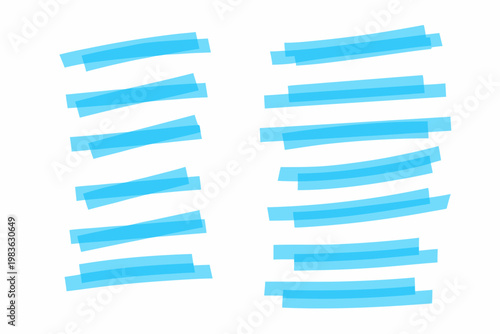 Collection of light blue highlighter marks arranged in varying orientations
