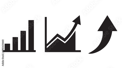 Vector Illustration Of Business Growth Charts And Arrows For Financial Success Concept Isolated On Transparent Background