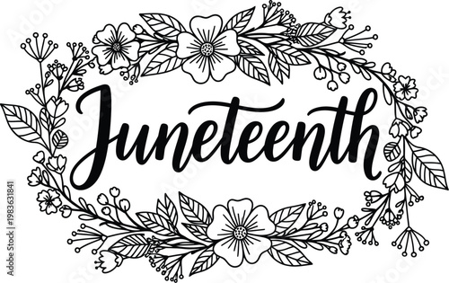 Celebrating juneteenth a floral wreath design honoring freedom and black history in the united states