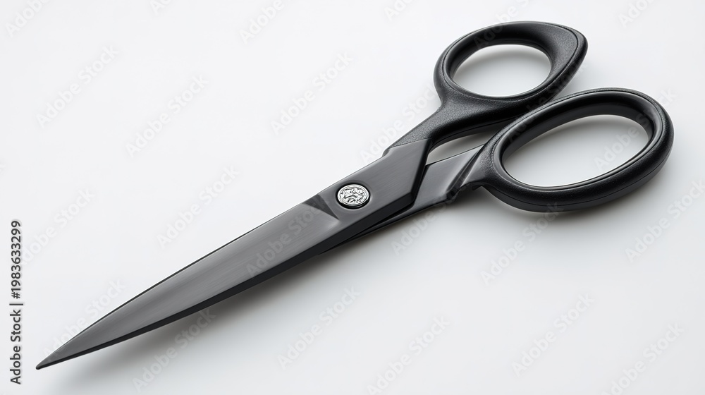 Fototapeta premium Black Scissors with Circular Handle Design