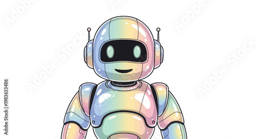 Colorful Smiling Robot Character Design.