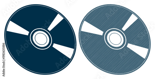 CD icons, disk symbols, media logos, blue vector graphics, digital media