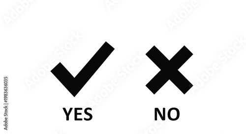 Check mark and x symbols with corresponding text a bold silhouette