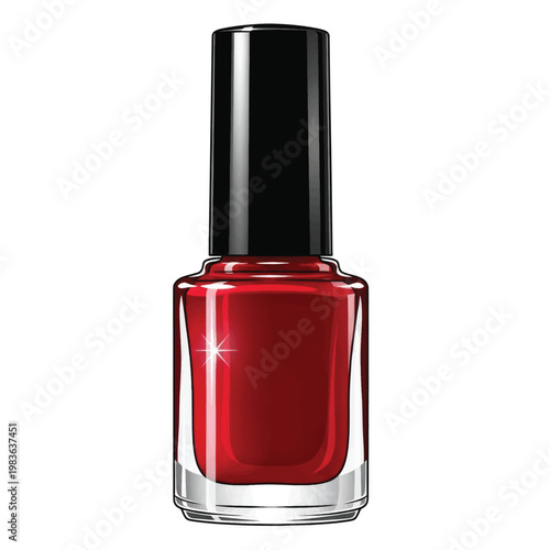 Vibrant red nail polish bottle on a clean white background for beauty and lifestyle visuals.
