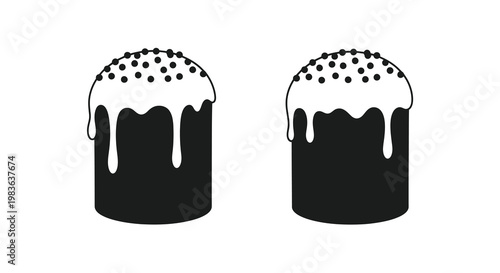 Two traditional easter cakes depicted in a striking black silhouette