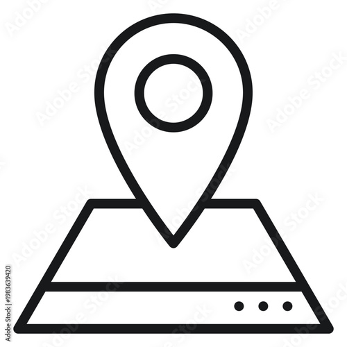 Quadro su tela Minimalist black vector icon illustration of a map pin location marker on a digital map or device screen, representing GPS navigation, destination tracking, and point of interest for web apps