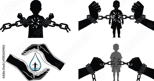 Symbolic illustrations of freedom and constraint in human relationships