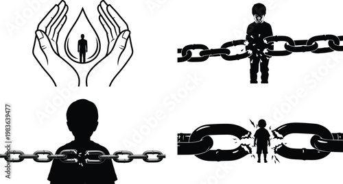 Contrasting symbols of freedom and restraint in human existence