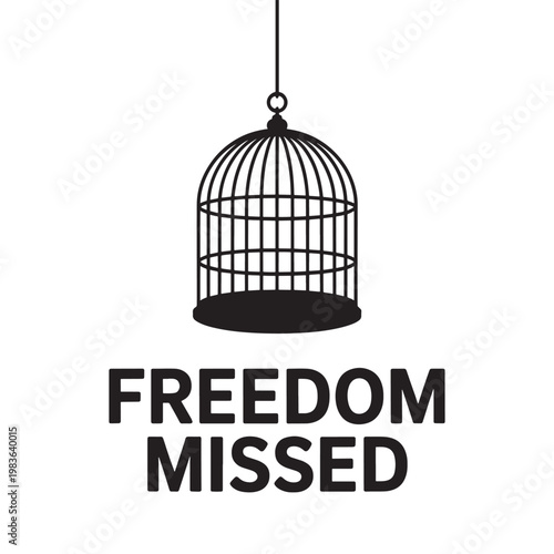 Freedom Missed Birdcage Silhouette Melancholic Sad T Shirt Design