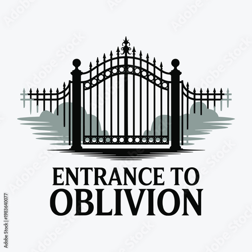 Entrance To Oblivion Gothic Gate Dark Mystery Urban T Shirt Design