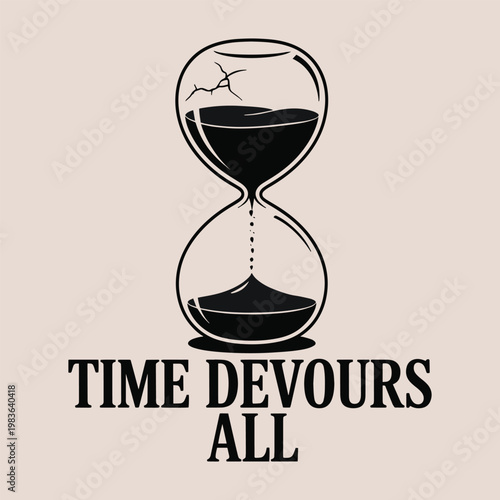 Time Devours All Cracked Hourglass Dark Aesthetic T Shirt Design