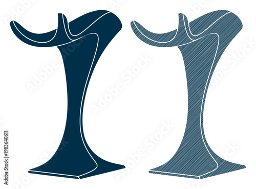 Modern, minimalist podium, blue, vector, two display stands, abstract shapes, decorative pedestals