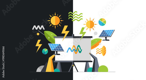 Renewable energy concept with solar panels.