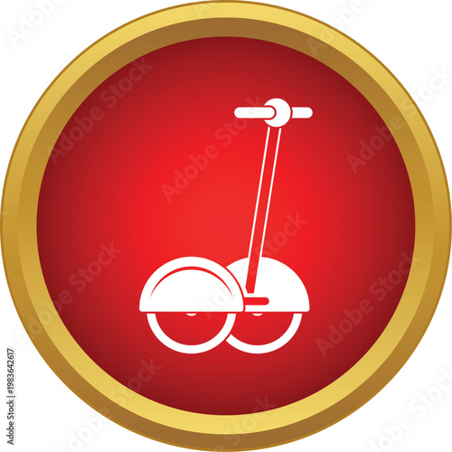 Electric personal transporter icon on a red and gold circle