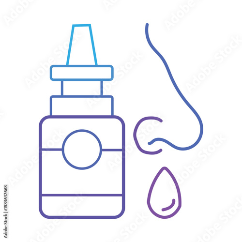 Nose spray line icon for sinus care treatment