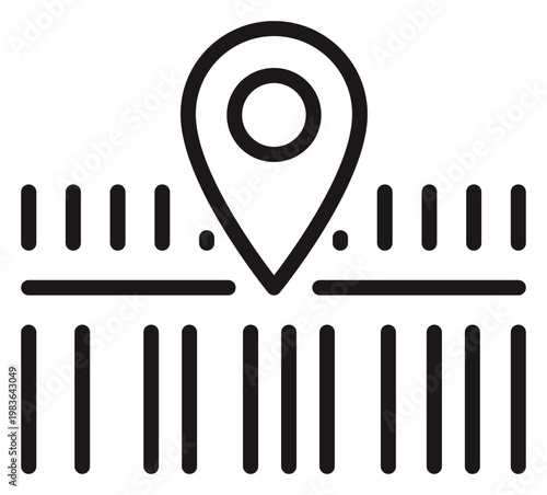 Картината върху платно Minimalist Black Vector Icon Illustration of a Location Pin Map Marker Pointing