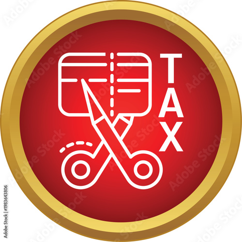 Icon representing tax reduction, financial savings, and budget cuts