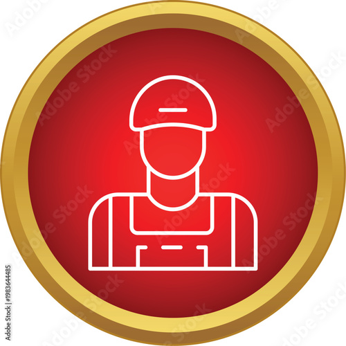 Minimalist icon representing a tradesman or handyman in uniform