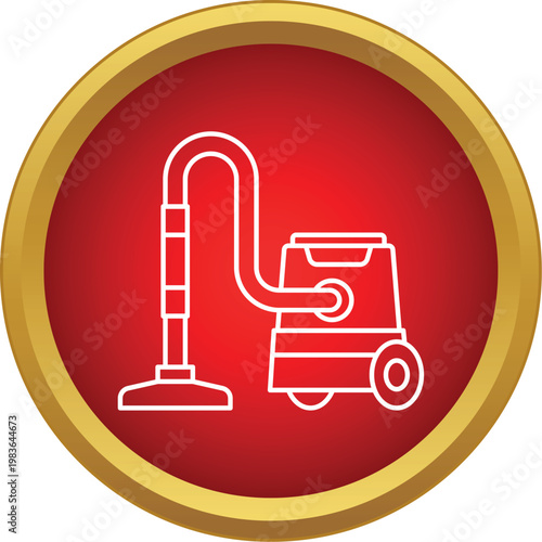 Vacuum cleaner line icon representing cleaning services and hygiene on a red background