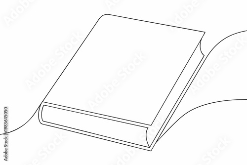 Simple line drawing of an open book with curved pages and spine