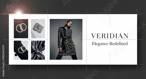 Female Fashion Model Wearing Patterned Winter Coat.