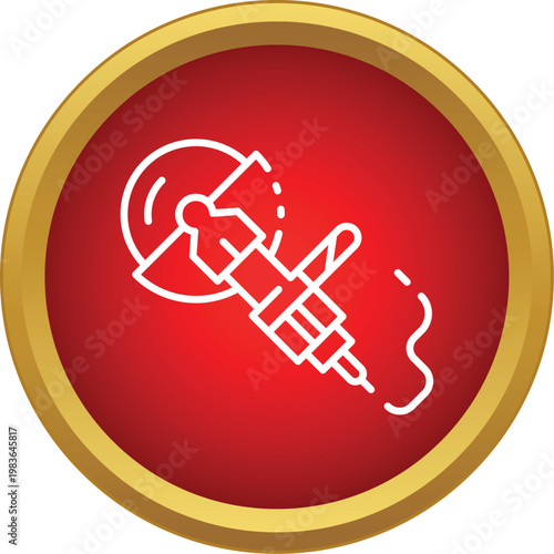 Angle grinder power tool outline creating sparks in a round icon