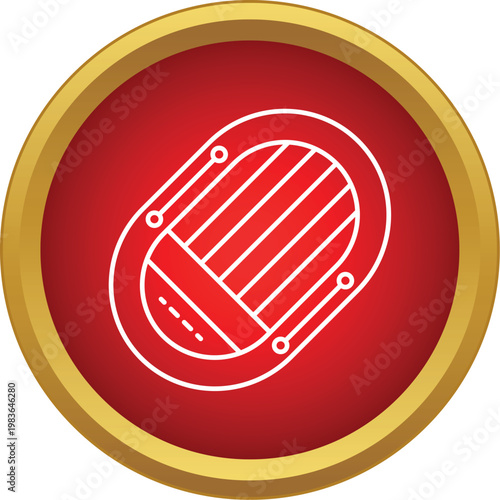 Inflatable boat in a red circle creating an emergency rescue icon
