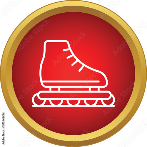Inline skate icon on a red and gold circle representing summer recreation