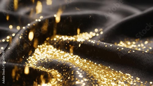 Wallpaper Mural Gold Glitter on Black Fabric Texture. Torontodigital.ca